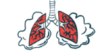 A pair of lungs breathing is illustrated.
