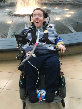 organ donation | SMA News Today | photo of a young man, Jack Freedman, in a wheelchair in front of a broad fountain