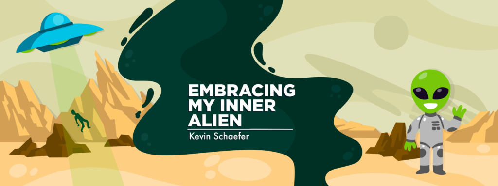 banner image for "Embracing My Inner Alien," a column by Kevin Schaefer