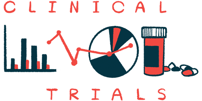 Graphs and a medicine bottle are used to illustrate clinical trial data.