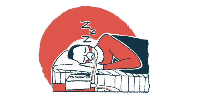 A person is shown using a cpap machine while sleeping.